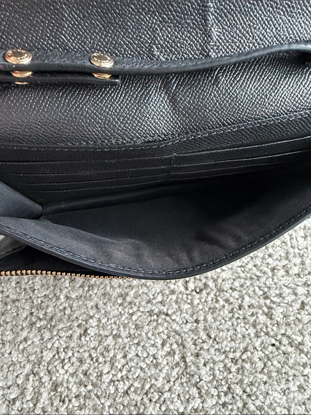 Coach Black Pebbled Leather Crossbody Wallet with Gold Logo - Picture 4 of 6